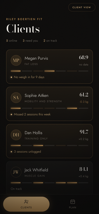 Coach clients list